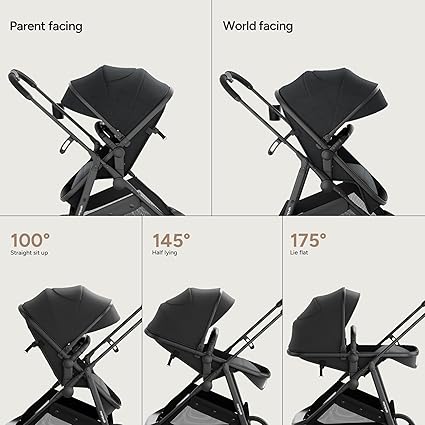Lightweight Baby Stroller Foldable Infant Stroller with Reclining Seat One-Hand Fold Shock Absorption Travel Pushchair for Newborns and Toddlers