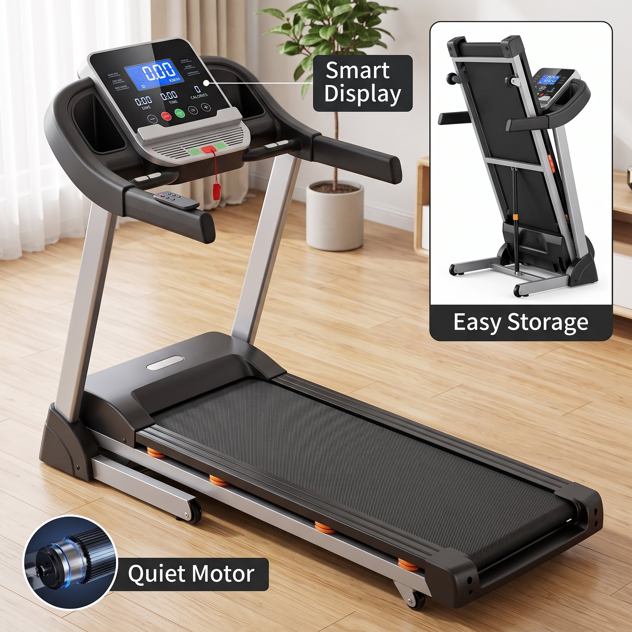 Compact Walking Pad Treadmill – Slim Under Desk Exercise Machine for Home and Office Workouts