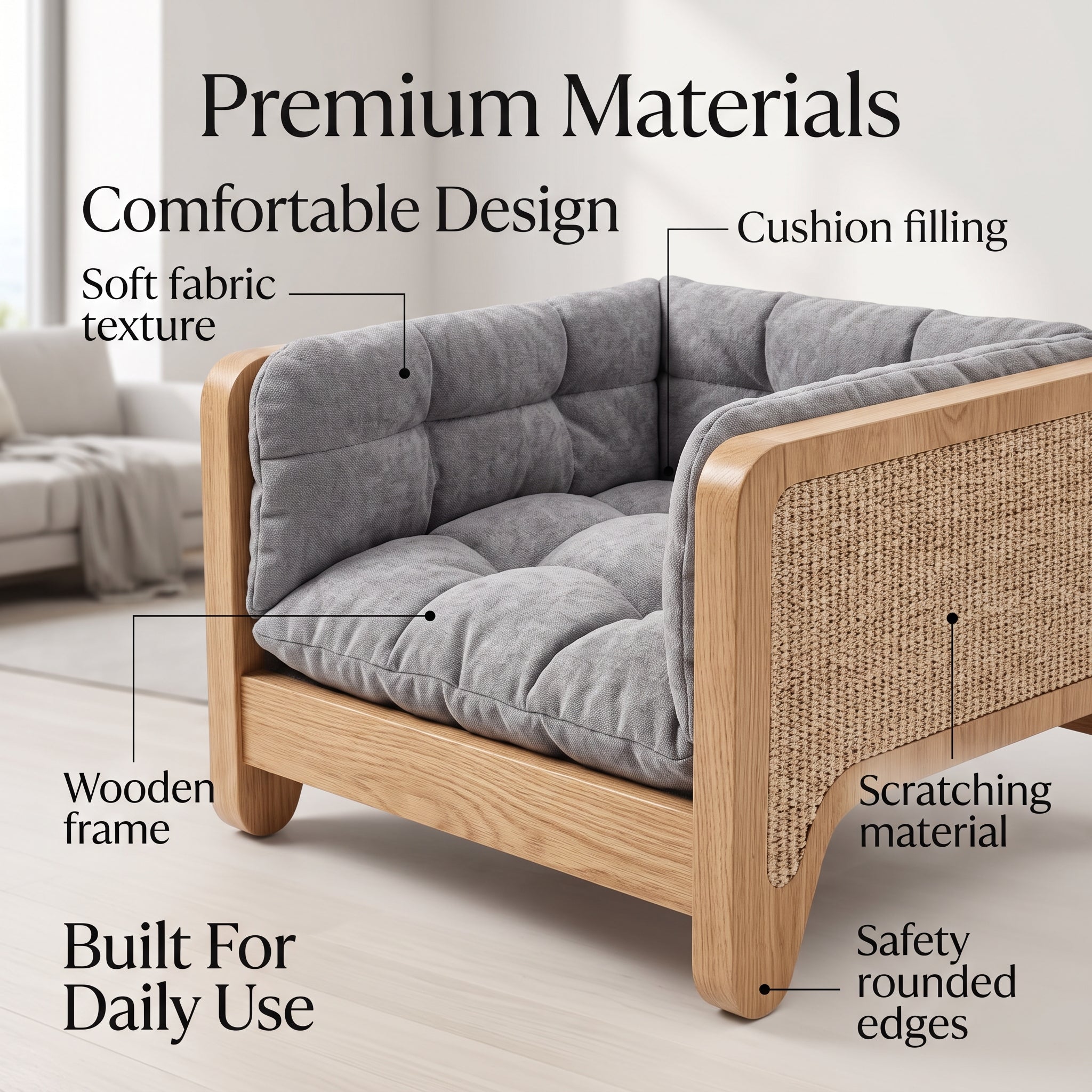 Modern Pet Furniture – Stylish Comfort Bed and Lounge Space Designed for Cats and Dogs