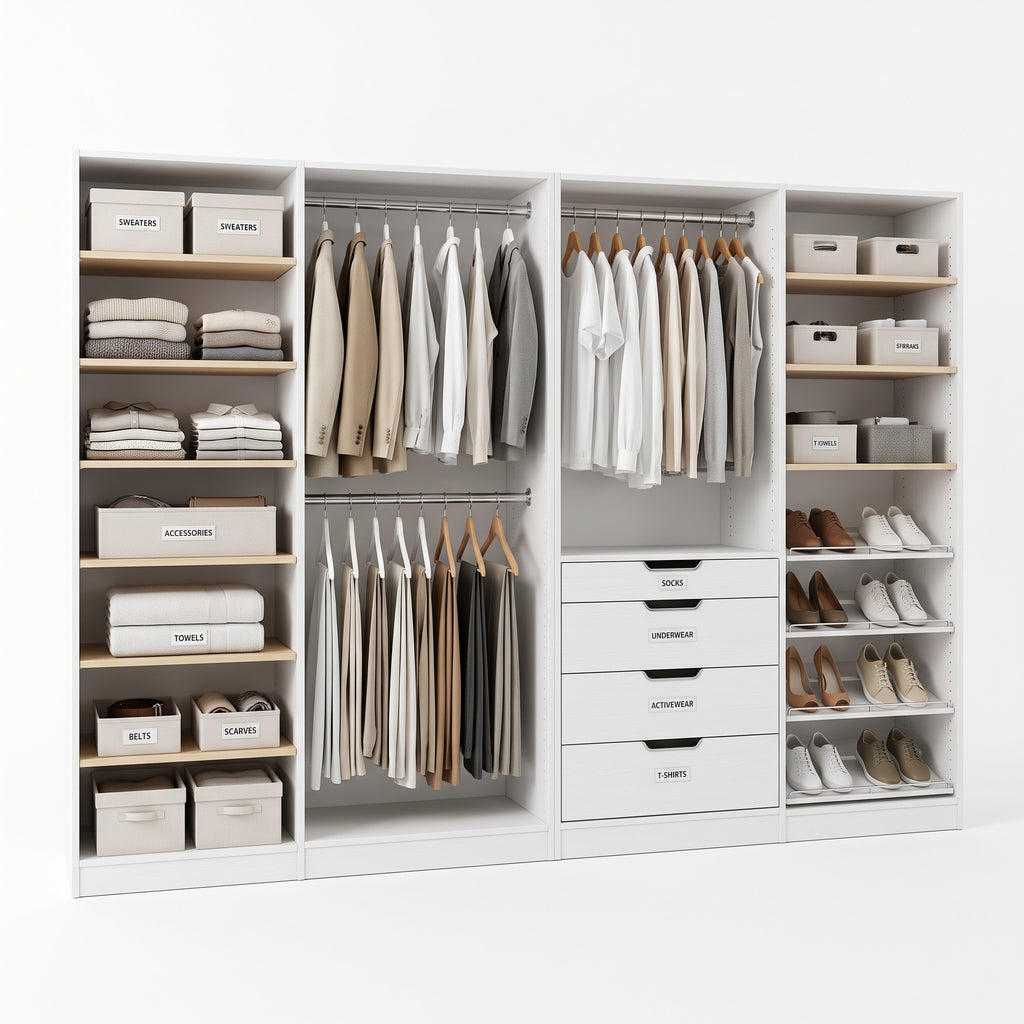 Modular Closet Organizer System – Adjustable Storage Solution for Walk-In Closets and Home Organization